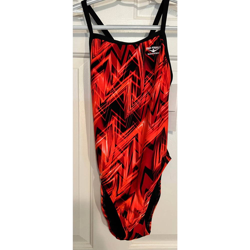 The Finals Endurotech One‎ Piece Red Butterfly Back Swimwear NWT Size 32/XS